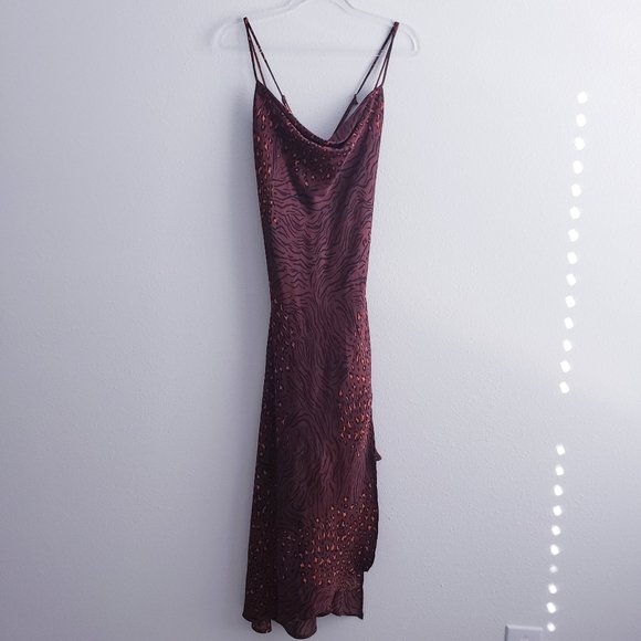 ASTR The Label Gaia Brown Animal Slip Midi Dress - Picture 2 of 10